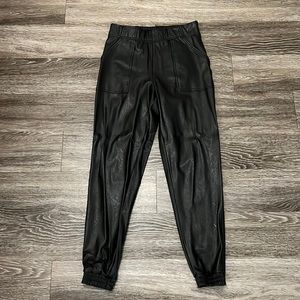 Spanx faux leather joggers black small